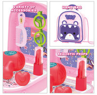 Ensemble de Maquillage et Coiffeuse 2-en-1 pour Filles, Sac à Dos de Jeu d'Imitation avec 13 Accessoires