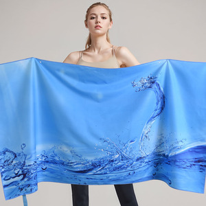 Serviette de bain double face en polaire à séchage rapide, grande taille 80*160, universelle, absorbante, <span class=keywords><strong>avec</strong></span> boucle élastique, imprimée, pour la plage, été - Product Image 3