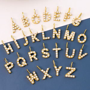 Colgante de Perla con Inicial |   Colgante de Letra del Alfabeto en Acero Inoxidable Chapado en Oro PVD de 18K para la Creación de Joyas |   Impermeable e Hipoalergénico - Product Image 1