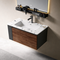 Meubles de salle de bain design moderne pour hôtels et appartements : Meuble-lavabo mural avec rangements intégrés et supports pour outils
