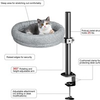 Lit réglable pour chat pour bureau Rotation à 360 ° Bureau parfait Nid pour animal de compagnie Lit pour chat Lit confortable pour animal de compagnie