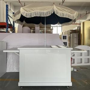 EU Wholesale White PVC Dessert Candy Portable Cake Cart Wedding Mobile Food Carts for Sale - Product Image 1