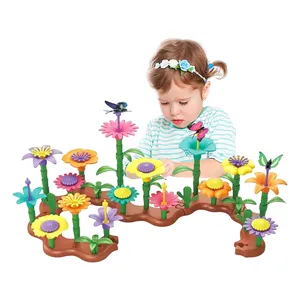 儿童茎DIY花卉积木玩具花束插花游戏套装幼儿教育花卉花园建筑玩具