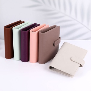 BLACK/GOLD/SILVER-<strong>RING</strong> Hongbo Best 23-Color Small Saffiano Leather A6 Budget <strong>Binder</strong> As Bill Organizer / Back-to-School Gift - Product Image 1
