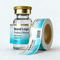 Étiquettes personnalisées en vinyle brillant pour flacons de 5 ml et 10 ml, résistantes à l'eau, avec code-barres UV localisé, pour emballage de peptides et bouteilles en verre