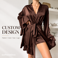Peignoir confortable en satin de soie synthétique respirant, style kimono, robe de chambre classique en polyester, vente directe usine