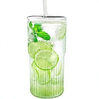 Gobelets en verre avec couvercles et pailles, tasses Mason en borosilicate de haute qualité 20OZ pour café, thé, jus, smoothies, boissons chaudes/froides