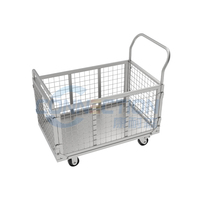 Chariot à plateforme manuel industriel pliable en acier à quatre roues, personnalisé OEM, de haute qualité, pour le transport et le stockage