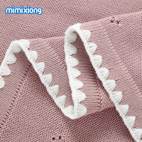 Mimixiong Nuevo Estilo 100% Algodón Color Sólido Borde de Concha Tejido a Crochet Manta Envolvente para Bebé Recién Nacido Certificado OEKO-TEX 200TC