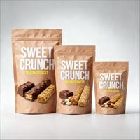 Sachets Doypack personnalisés pour snacks sucrés et croustillants avec fermeture éclair refermable