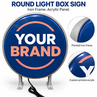 Vente directe d'usine, panneau publicitaire LED rond mince à fixation murale, boîte à lumière rotative, boîte à lumière double face
