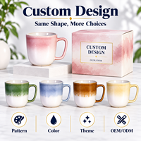 Tasse à café en céramique à glaçure réactive dégradée, tasse à thé en porcelaine bicolore, vente en gros, logo personnalisé, tasse cadeau