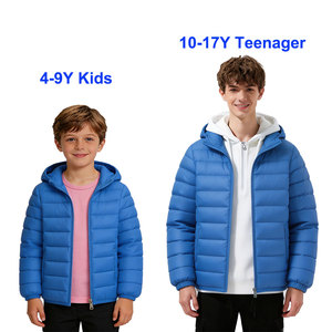 Nouvelle veste rembourrée unisexe pour enfants, vêtements d'hiver, manteau chaud pour garçons et filles, veste légère à capuche avec fermeture éclair, vêtements d'extérieur pour enfants de 7 à 17 <span class=keywords><strong>ans</strong></span> - Product Image 2