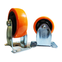 Lenkrolle 4 Zoll 100mm Fest Orange PP Kunststoff Tisch- und Schrankrolle mit Doppelkugellager