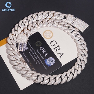 Big Size 18mm Heavy Mosaic Setting Moissanite Cuban Link <b>Chain</b> Necklace Rhodium Plated Solid 925 Silver Hiphop <b>Iced</b> <b>Out</b> Jewelry - Product Image 1