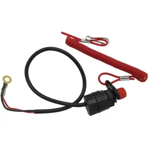Small Boat outboard engine motor stop safety kill switch tether cord lanyard