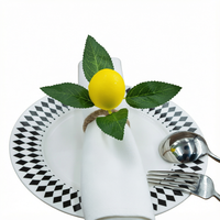 Anneau de serviette en plastique rond avec feuilles vertes artificielles pour la décoration de table de fête, mariage, dîner printemps-été