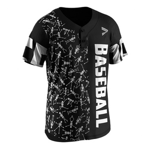 Custom Logo Oem V Neck <b>Hip</b>-Hop Baseball Unisex Shirt 3d Button Baseball Jersey - Product Image 3