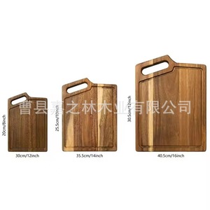 Planche à découper en bois d'acacia rectangulaire avec poignée pour la cuisine, petite, moyenne, grande taille, couleur naturelle D45 - Product Image 3