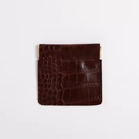 Pochette à bijoux en cuir PU 8x8cm avec logo personnalisé, sac cosmétique à fermeture automatique pour rouge à lèvres, pochette de luxe en PU pour bijoux