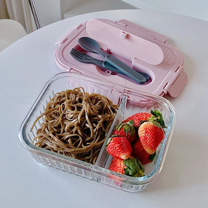 Fiambrera de vidrio de alto nivel de apariencia al por mayor <span class=keywords><strong>cura</strong></span> leche amarillo refrigerador vidrio crujiente caja Bento de borosilicato alto - Product Image 5