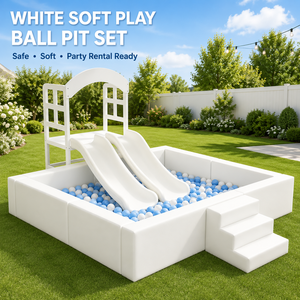 Nanpak 4ft 5ft 7ft 9ft Piscine à balles blanche souple avec toboggan, balles <span class=keywords><strong>de</strong></span> piscine, pour intérieur et extérieur, <span class=keywords><strong>jeux</strong></span> pour enfants, fêtes et aires <span class=keywords><strong>de</strong></span> <span class=keywords><strong>jeux</strong></span> - Product Image 2