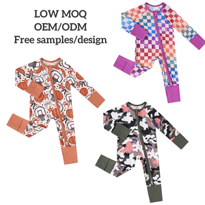 Bamboe Babykleding Nieuwgeboren Gestreept Geruit Meerkleurig Tweezijdig Ritsbaar Op Maat Ecologisch Ademend Groothandel Babykleding Sets - Product Image 1
