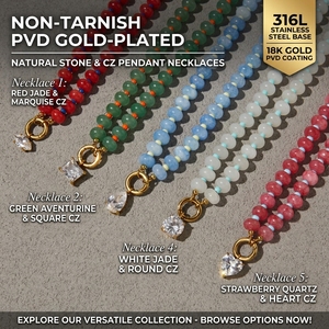 TD Nicht anlaufende Perlenkette aus 316L Edelstahl mit 18K <span class=keywords><strong>Gold</strong></span> PVD, Naturstein, bunte Perlenkette, Zirkonia-Perlenkette - Product Image 2