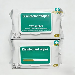 Lingettes humides antibactériennes à 75 % d'alcool, lingettes désinfectantes jetables, respectueuses de la peau pour le nettoyage des mains et des surfaces - Product Image 1