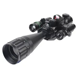 Custom Super Cool 6-24x50 + Red Dot Sight + Laser Sight + Flash Light Hunting Scope Combo Optical Scope Reflex Sight Scope