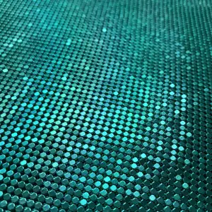 Green Soft Sequin Mesh Fabric Shiny Metallic Decorative Aluminum Flexible Sequin Drill Mesh Fabric