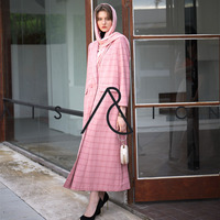 Blazer Abaya Modeste Islamique Structuré Long Manteau Maxi en Crêpe Rose Fabrication OEM Haute Qualité Petite Quantité