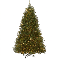 Sapin de Noël artificiel Dunhill Fir pré-éclairé de 5 à 10 pieds, arbre d'intérieur avec lumières LED blanc chaud et support