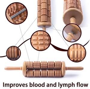 Rodillo de Masaje de Madera de Tres Filas para Drenaje Linfático, Herramienta de Masaje Corporal de Madera Manual Anticelulitis - Product Image 3