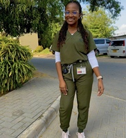 Populaire Afrikaanse nieuwe elastische zachte stof medische scrubsets dames groothandel salon uniform op maat gemaakte scrubsets