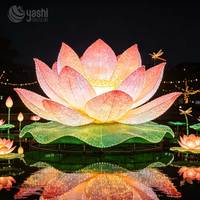 Grande lanterne en tissu LED pour le Festival du Lotus Aquatique, idéale pour l'éclairage commercial des centres commerciaux et les projets d'ingénierie.