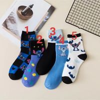 Nouvelles chaussettes de sport en coton mignonnes et amusantes de haute qualité avec logo personnalisé, motif de dessin animé Stitch