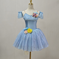 Nouveau tutu de ballet classique professionnel bleu ciel en mélange soie/coton avec jupe pour adultes et enfants