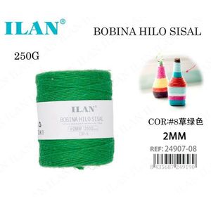 Bobine de ficelle de sisal Ilan 2 mm vert herbe 250 g pour travaux manuels - Product Image 1