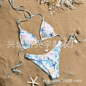 2025 European and American cross-border new style tie-up <b>bikini</b> swimsuit <b>set</b> for women - Product Image 4