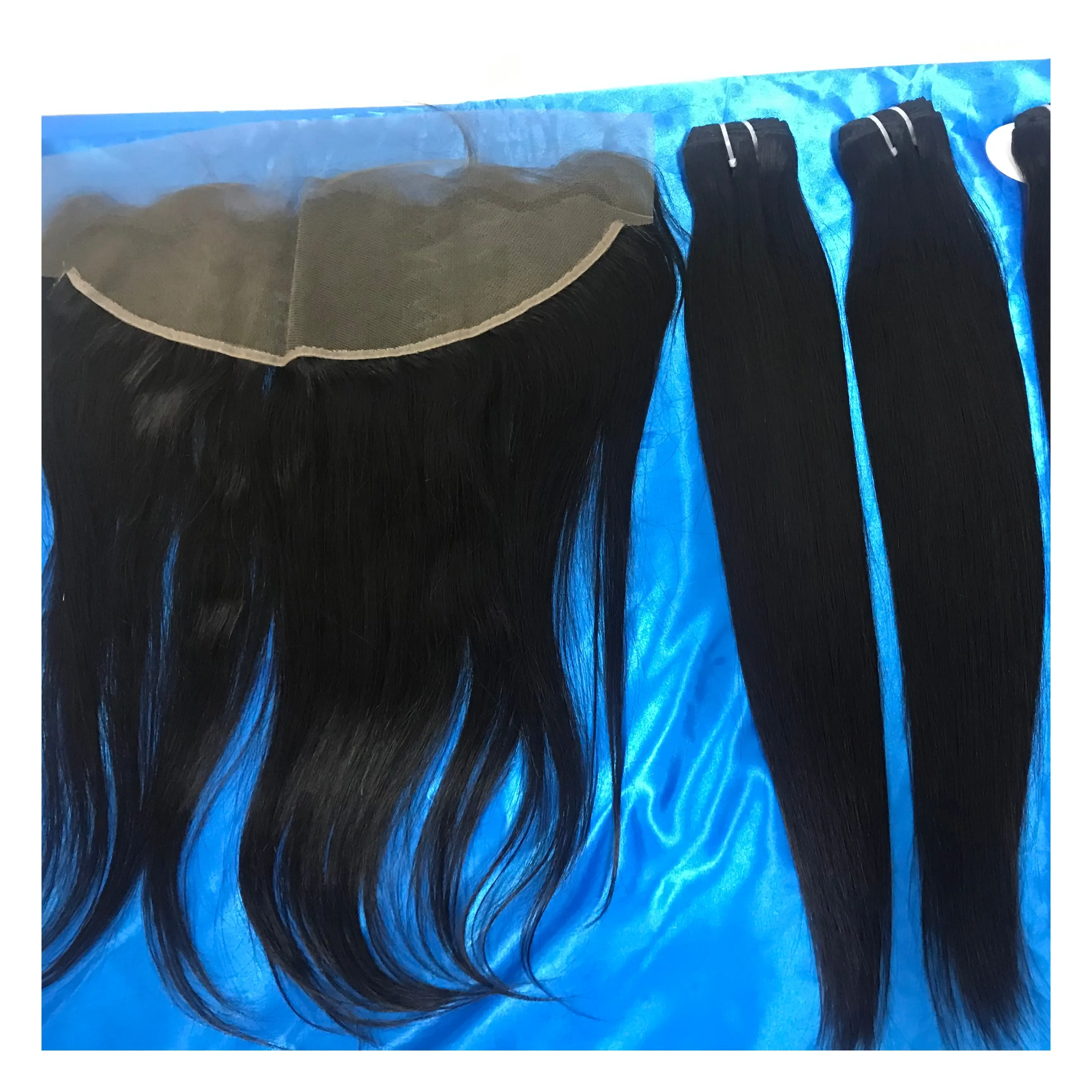 Cabello virgen humano indio estensione dei capelli umani fasci dritti de fornitore di capelli non trasformati fatti a mano naturali