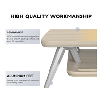 Support de moniteur double en bois massif avec plateau pour clavier, étagère de bureau, organisateur pour poste de travail PC