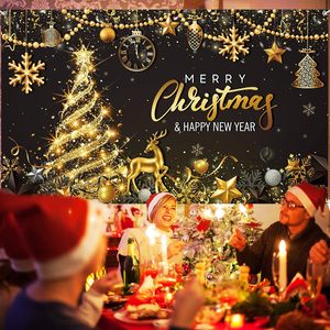 Toile de <span class=keywords><strong>fond</strong></span> pour fête de Noël - <span class=keywords><strong>Fond</strong></span> de scène <span class=keywords><strong>noir</strong></span> et or pour la photographie de l'arbre de Noël et du réveillon du Nouvel An - Décoration de fête - Product Image 3