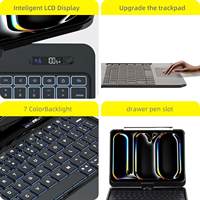 HT 360 °   Clavier sans fil rotatif pour iPad 11e génération A16 11 pouces avec pavé tactile rétroéclairé et support pour stylet (Argent) - En stock
