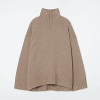 Fabricant de tricots sur mesure, vente en gros, pull col roulé en cachemire pur de luxe surdimensionné et épais pour femmes