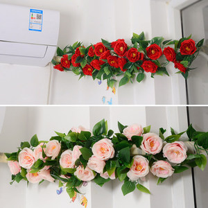 Guirlandes de roses artificielles en soie, bouquet de fleurs, décoration murale, couverture de conduit de climatiseur, 120 cm de long - Product Image 1
