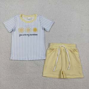 Conjunto de Ropa de Verano para Niños al por Mayor, Estampado 'You Are My Sunshine', Conjuntos Combinados para Hermanos - Product Image 6