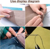 Ensemble de 32 outils et fournitures de travail en cuir faits à la main avec des aiguilles à coudre et un sac de rangement, kit d'outils de maroquinerie pour la couture