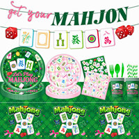 Kit de vaisselle jetable DAMAI pour fête de Mahjong, assiettes en papier, gobelets, serviettes, couverts en plastique pour le Nouvel An chinois, anniversaire, fête de jeux