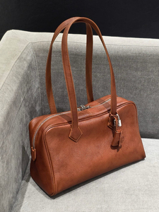 Sac Boston Classique Vintage en Cuir de <span class=keywords><strong>Vachette</strong></span> avec Fermeture Éclair, Polyvalent, Portable et Pratique pour le Quotidien, les Affaires et les Trajets Quotidiens – Sac pour Femme - Product Image 2